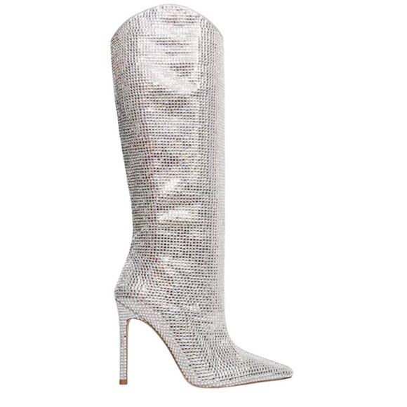 Steve Madden Violetta Glass Rhinestone Tall Pull-On Boots Size 8.5 Women - Picture 2 of 11